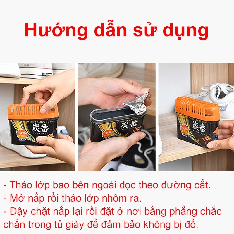 Hộp Khử Mùi Tủ Giày Kokubo Than Hoạt Tính Giảm Mùi Hôi Ẩm Mốc Tủ Giày Nhật Bản