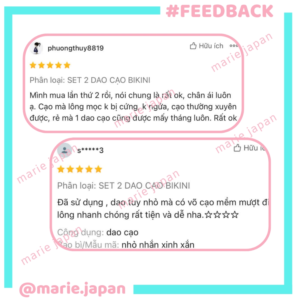 Set 2 Dao Cạo Vùng Bikini Jary Cạo Nhẹ Nhàng Không Gây Trầy Xước - 2 Màu