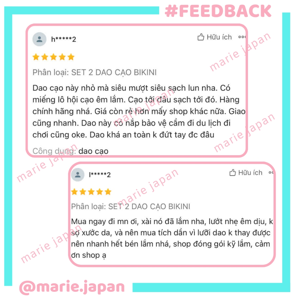 Set 2 Dao Cạo Vùng Bikini Jary Cạo Nhẹ Nhàng Không Gây Trầy Xước - 2 Màu