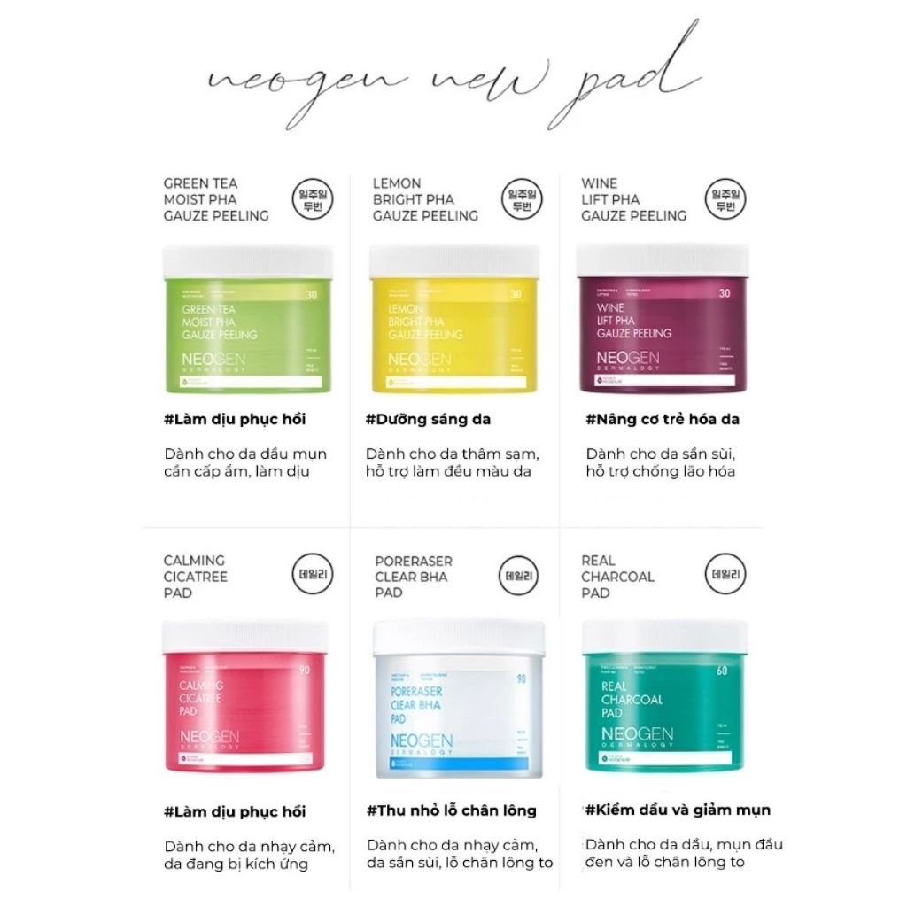 Toner Pad Neogen Dermalogy Tẩy Da Chết Cấp Ẩm Phục Hồi Da Hàn Quốc
