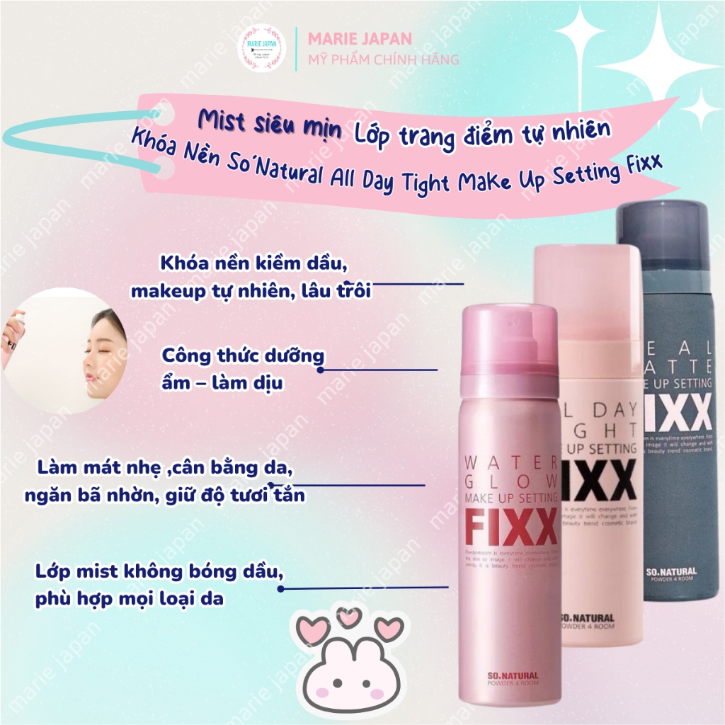 Xịt Khóa Nền Make Up So Natural Setting Fixx Cho Lớp Nền Căng Bóng Mịn Lì Cả Ngày Dài