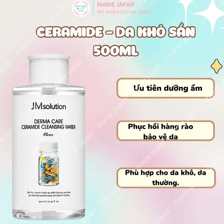 Nước Tẩy Trang JM Solution Cấp Ẩm Nhẹ Dịu Sạch Sâu Mọi Loại Da H9 Hyaluronic Ampoule Cleansing Water 500ml Hàn Quốc