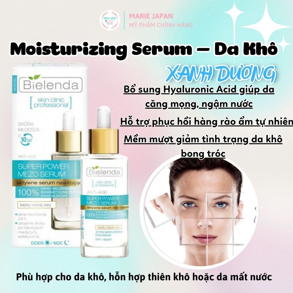Serum Bielenda Super Power Mezo Moisturizing HA Xanh Dương Chai 30ml