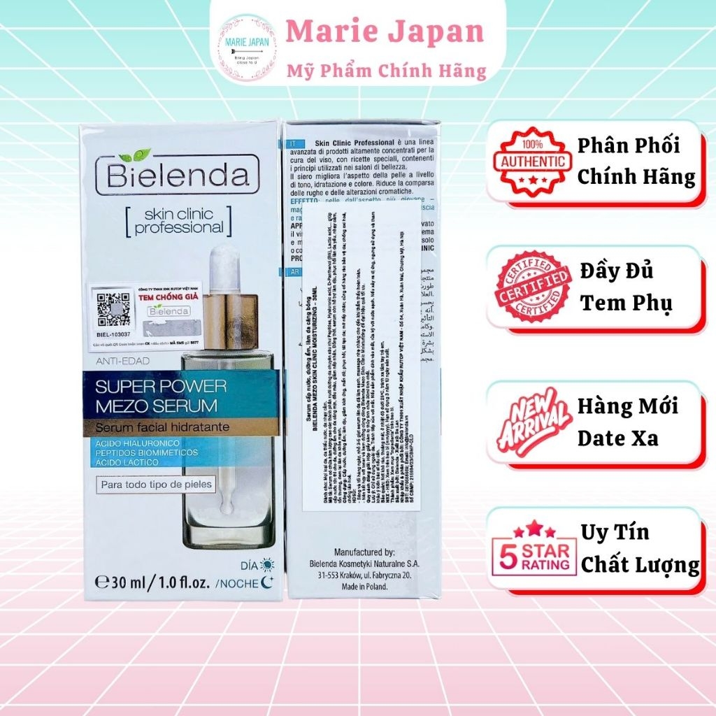 Serum Bielenda Super Power Mezo Moisturizing HA Xanh Dương Chai 30ml