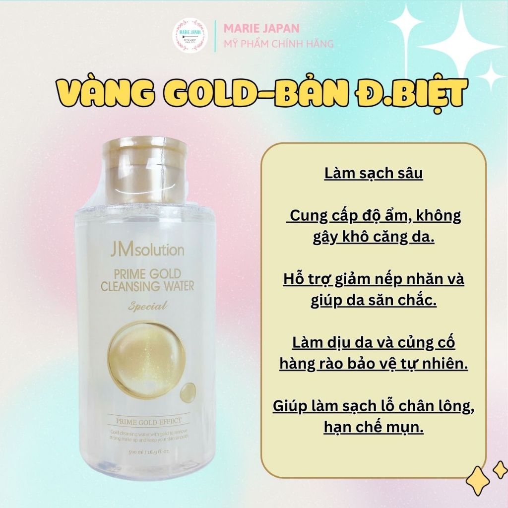 Nước Tẩy Trang JM Solution Cấp Ẩm Nhẹ Dịu Sạch Sâu Mọi Loại Da H9 Hyaluronic Ampoule Cleansing Water 500ml Hàn Quốc