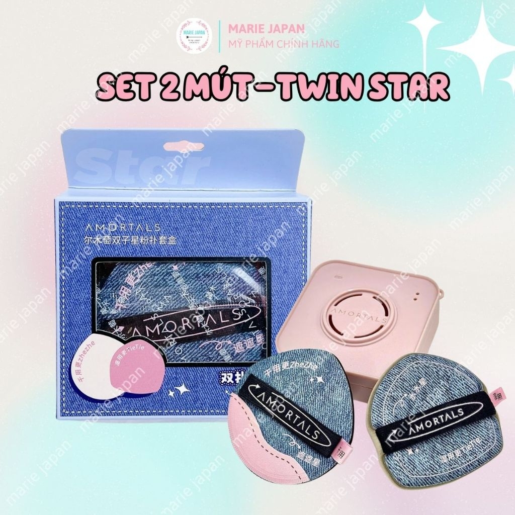 Set Bông Mút Trang Điểm Amortals Powder Puff Mềm Mại Đàn Hồi Nền Mịn Siêu Tốt