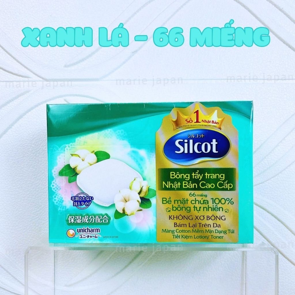 Bông Tẩy Trang Silcot Làm Sạch Nhẹ Nhàng Không Sơ Bông Unicharm Nhật Bản Hộp 82 Miếng