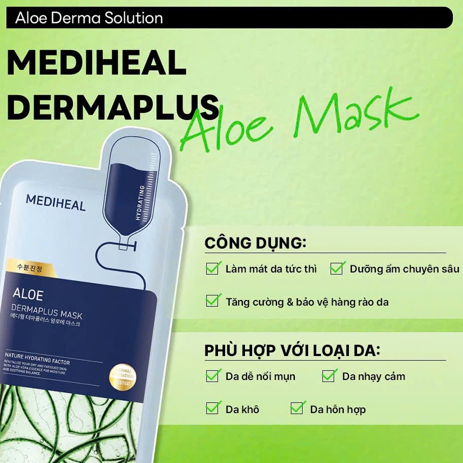 Mặt Nạ Mediheal Dermaplus Cấp Ẩm Dưỡng Sáng Phục Hồi Da Mask Hàn Quốc