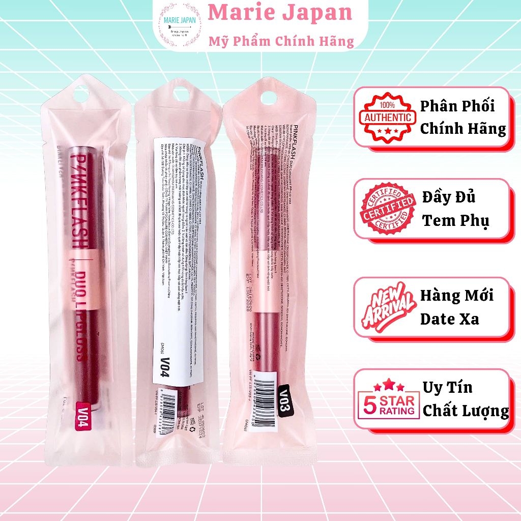 Son Kem Tint Hai Đầu PINKFLASH Duo 2 Trong 1 Nhung Mịn Lì Lâu Trôi L13