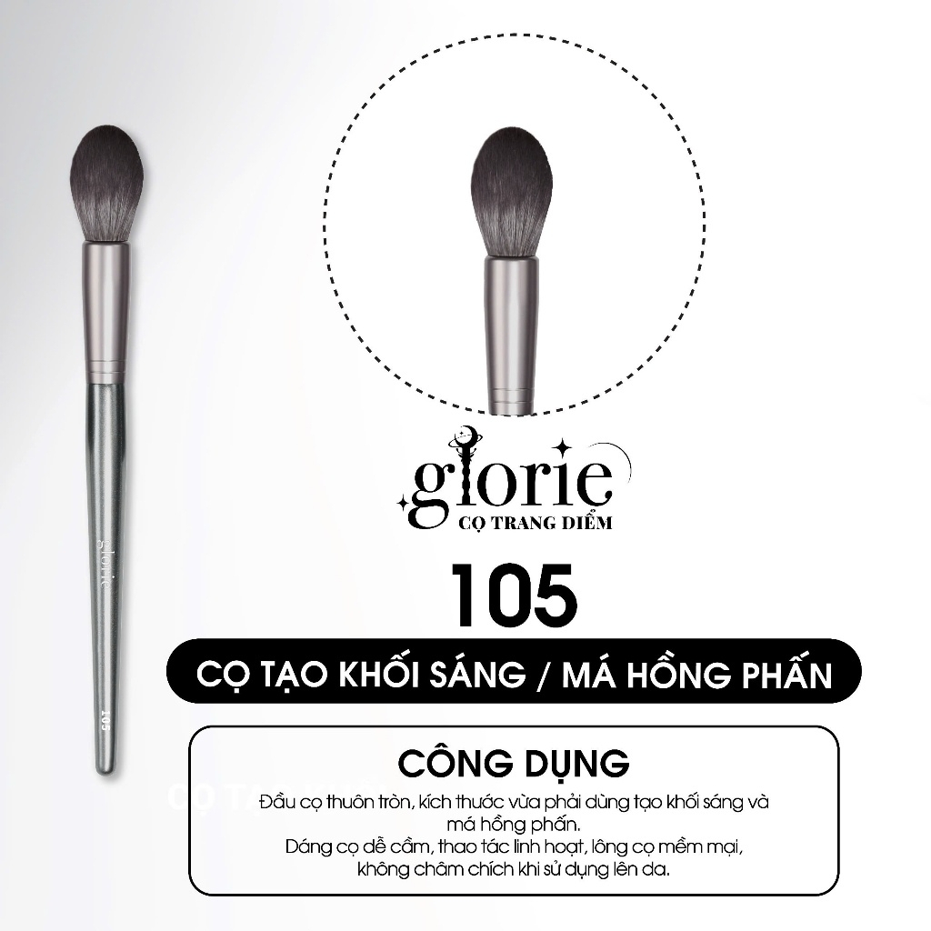Cọ Trang Điểm Glorie Makeup Chuyên Nghiệp Lông Siêu Mềm Bám Phấn Professional Brush