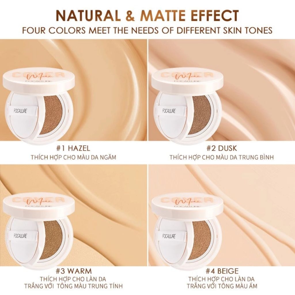 Phấn Nước FOCALLURE Che Phủ Tốt Mịn Lì Chống Nước Cover Longlasting Cushion Foundation Hộp 12g