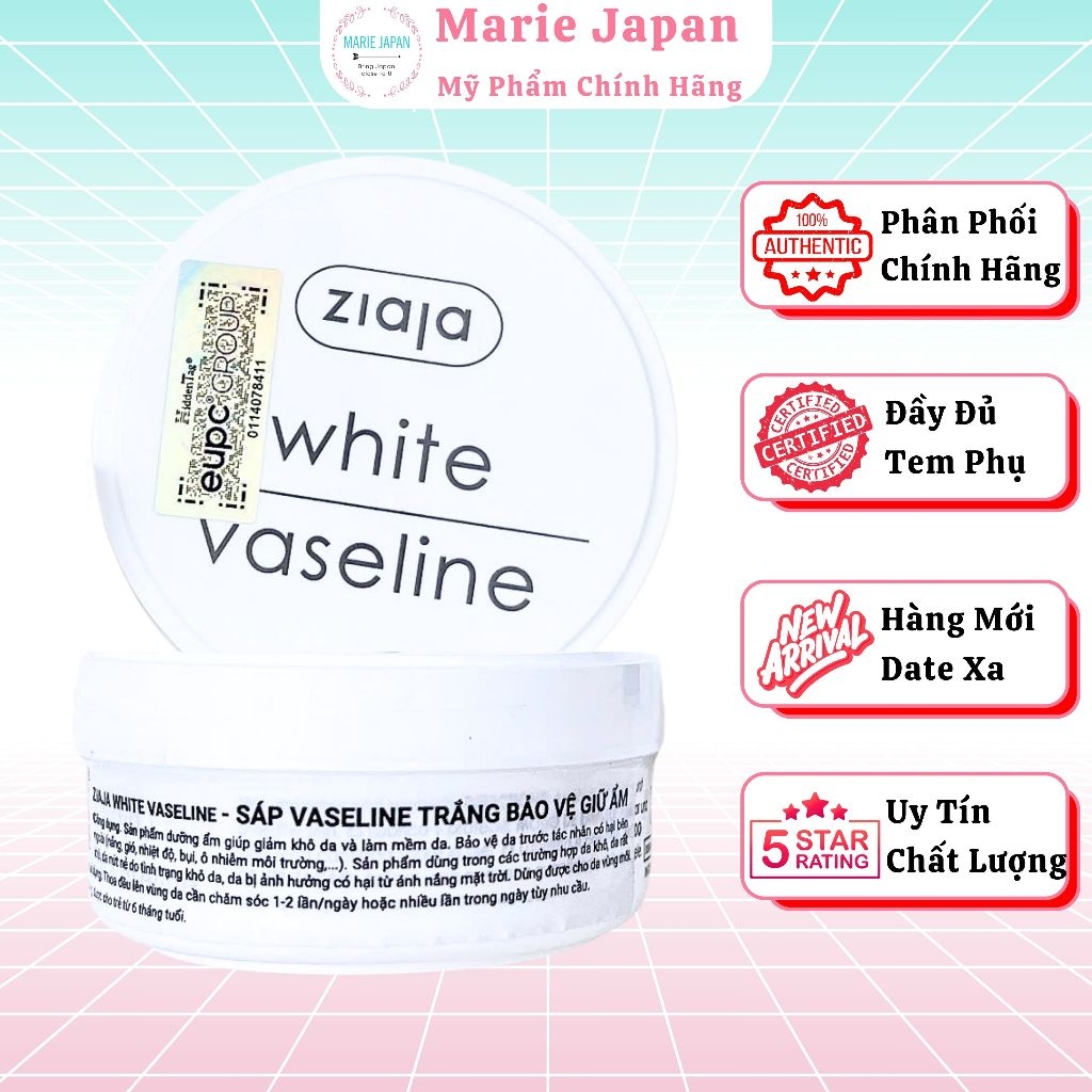 [MUA 1 TẶNG 1] Sáp Ziaja Vaseline Đa Năng Bảo Vệ Giữ Ẩm Giảm Khô Nứt Nẻ Cho Da Hộp Trắng 30ml-TẶNG 1 MASK JM DERMA CARE