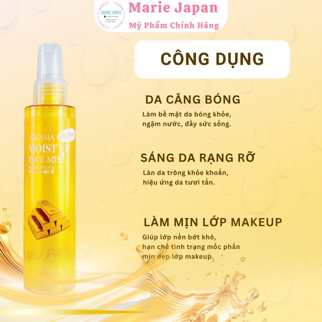 Xịt Khoáng Lô Hội Aspasia Moist Up Face Mist Hàn Quốc Chai 150ml