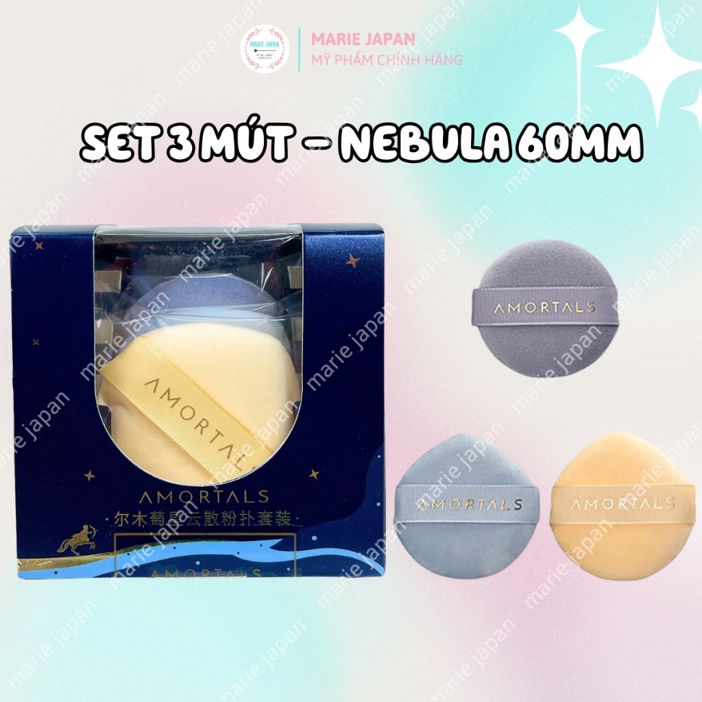 Set Bông Mút Trang Điểm Amortals Powder Puff Mềm Mại Đàn Hồi Nền Mịn Siêu Tốt