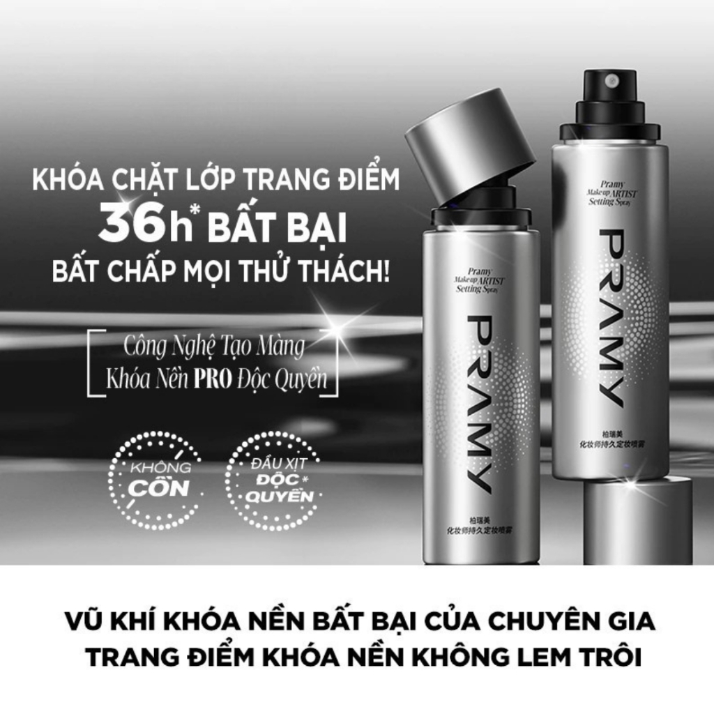 Xịt Khóa Trang Điểm Makeup Pramy Lâu Trôi Cấp Nước Kiềm Dầu, Cố Định Lớp Trang  Điểm