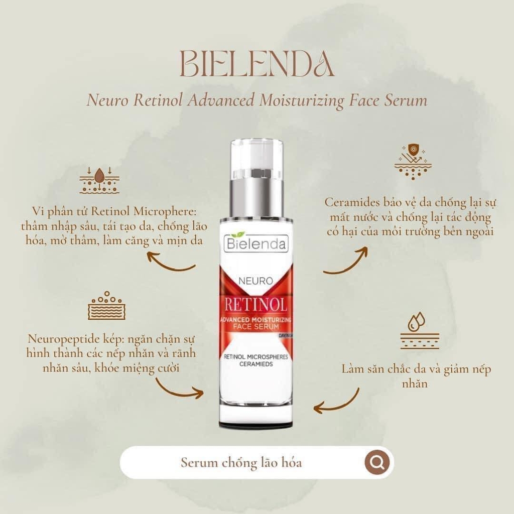 Serum Bielenda Chống Lão Hóa Căng Mịn Da Neuro Retinol Advanced Moisturizing 30ml