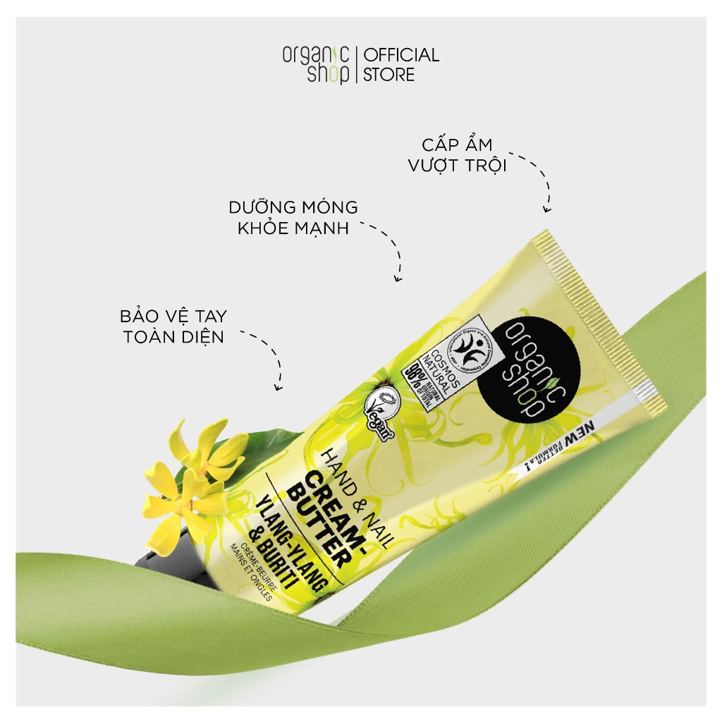 Kem Dưỡng Tay Organic Shop - Chiết Xuất Ngọc Lan Tây Mềm Mịn Da Tay, Chắc Khoẻ Móng - Tuýp 75ml