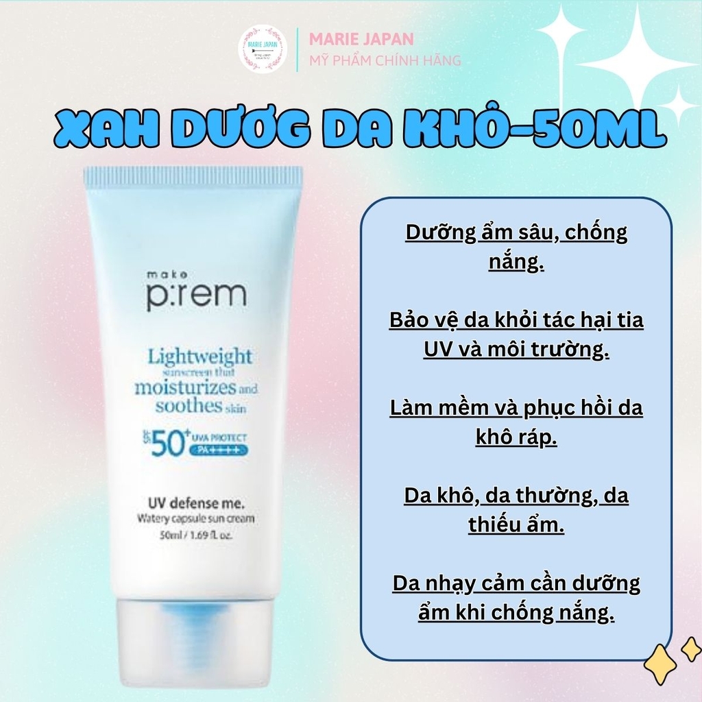 Kem Chống Nắng Vật Lý Make Prem UV SPF50+ PA++++ Nâng Tone Dịu Nhẹ Kiềm Dầu Hàn Quốc 50ml
