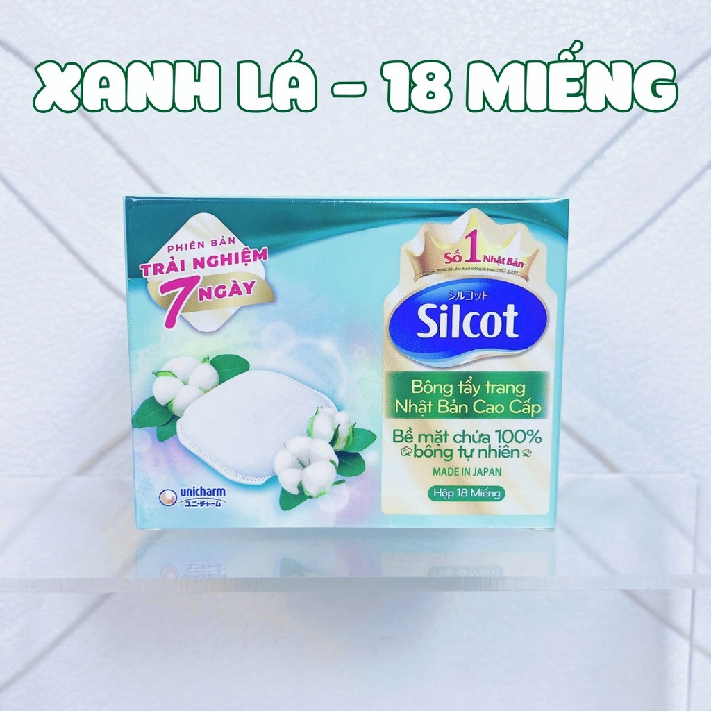 Bông Tẩy Trang Silcot Làm Sạch Nhẹ Nhàng Không Sơ Bông Unicharm Nhật Bản Hộp 82 Miếng
