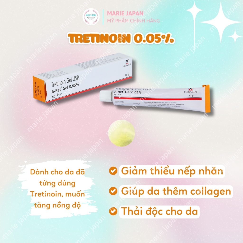 Tretinoin Aret USP Gel Ấn Độ Giảm Mụn Trẻ Hóa Da Chính Hãng