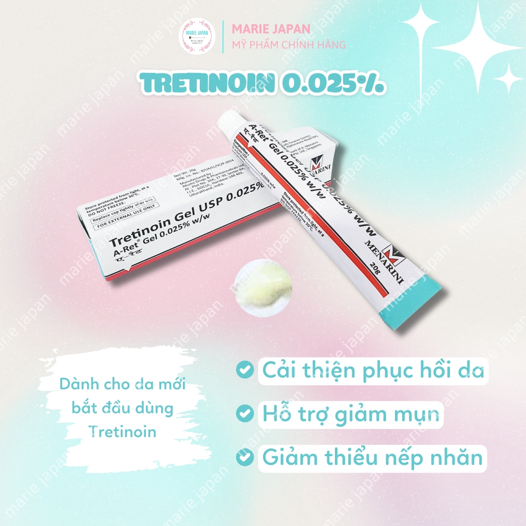 Tretinoin Aret USP Gel Ấn Độ Giảm Mụn Trẻ Hóa Da Chính Hãng
