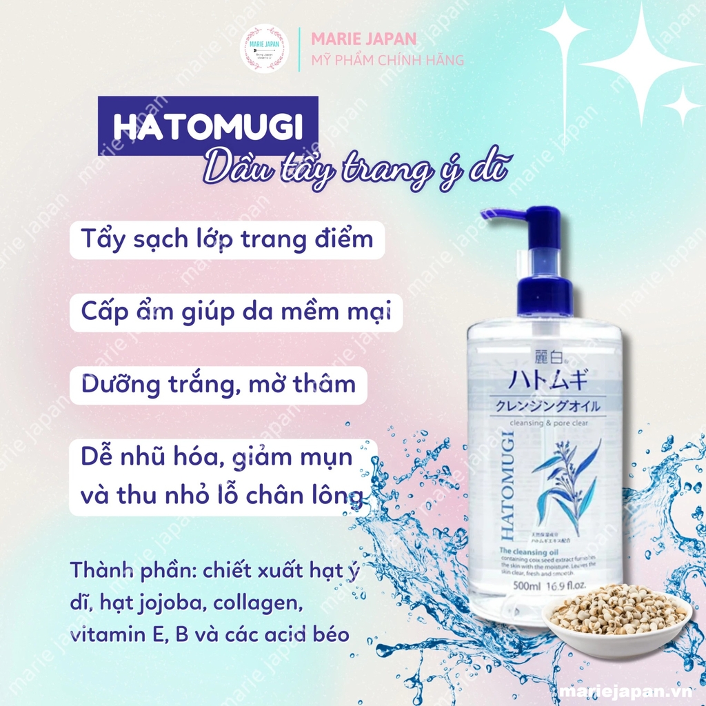 Tẩy Trang Hatomugi The Cleansing Lotion - DẠNG NƯỚC Chai 500ml