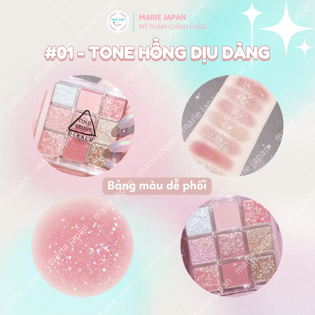 Phấn Mắt DIKALU Coco Venus 9 Ô Màu Nhũ Lấp Lánh Siêu Đẹp