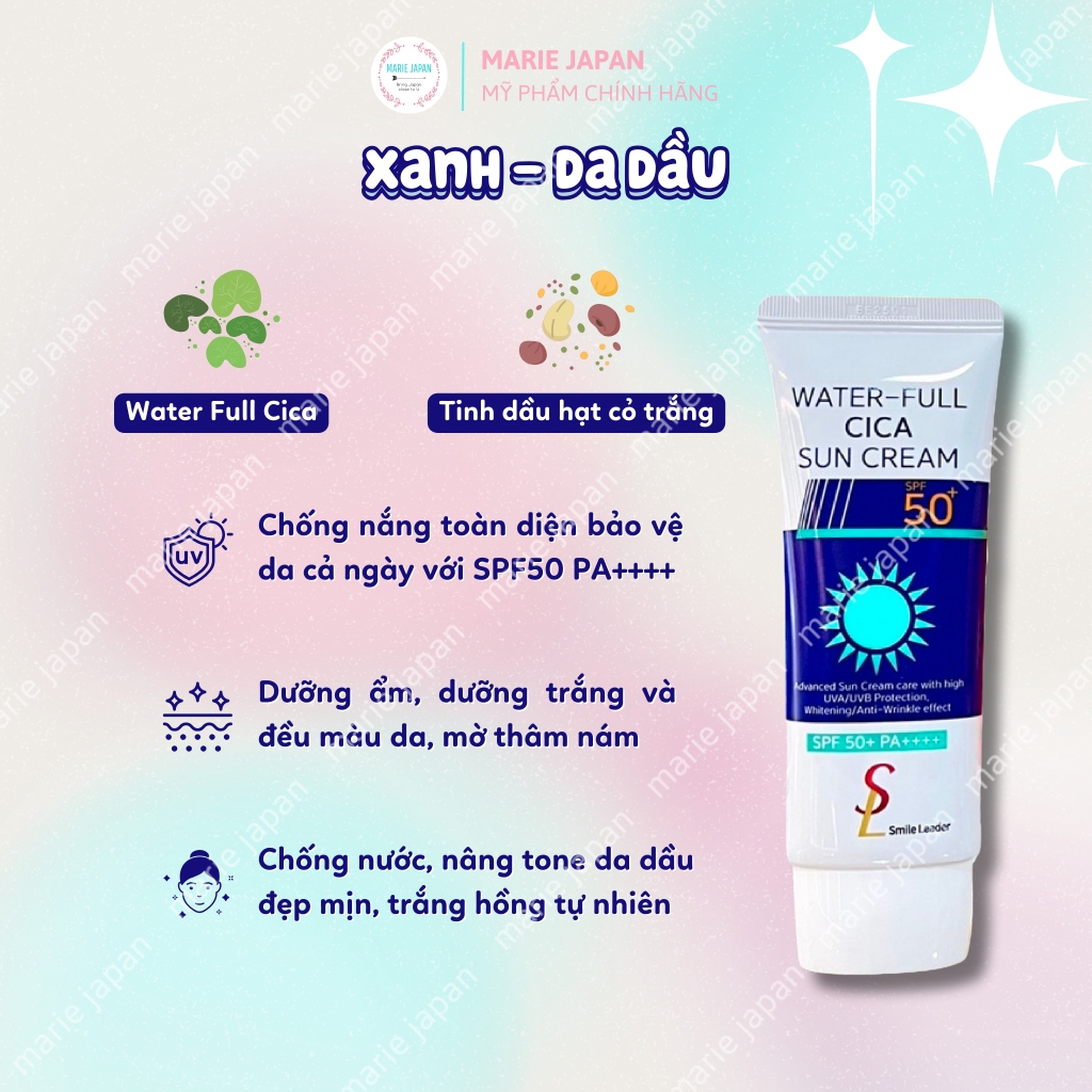 Kem Chống Nắng Smile Leader Nâng Tông Dưỡng Ẩm Chống Nước Sun Cream SPF50 Hàn Quốc Tuýp 60ml