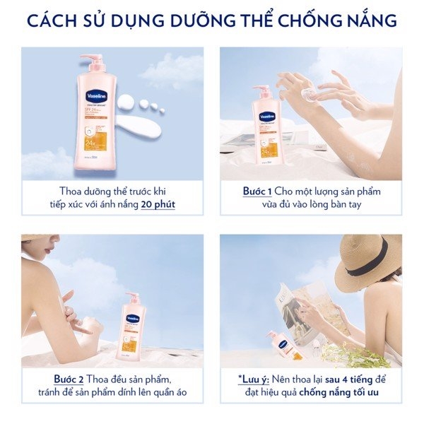 Dưỡng Thể Vaseline Healthy Bright 24X SPF24 Chai 350ml