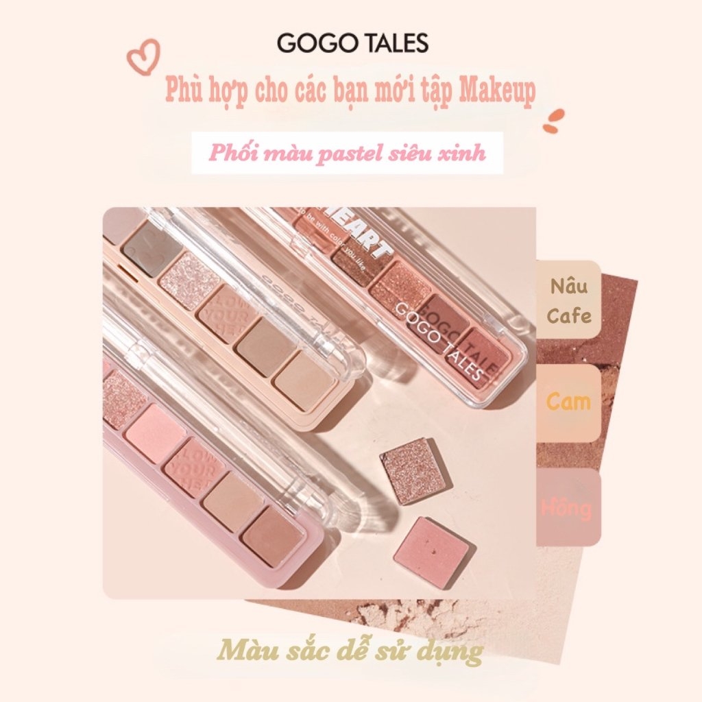 Bảng Phấn Mắt 9 Ô GOGO TALES Nhũ Lì Mịn Bền Màu Follow Your Heart Pocket GT479