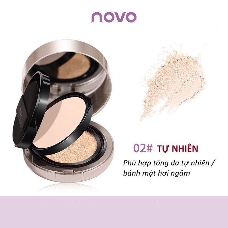 Cushion + Phấn Phủ 2in1 Novo Nâng Tông Che Khuyết Điểm Kiềm Dầu Chống Nước Bright And Light Layer 5861