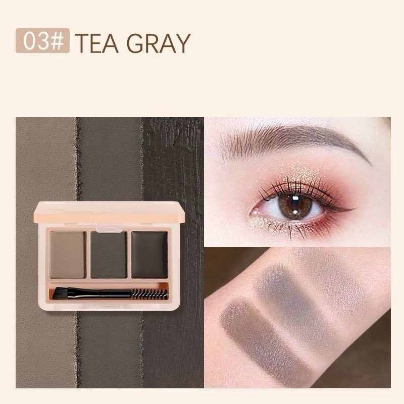 Bột Kẻ Mày 3 Ô Novo Kèm Cọ Tán 2 Đầu Tiện Lợi Giúp Lông Mày Mềm Mại Tự Nhiên Lâu Trôi Eyebrow Kit 5841