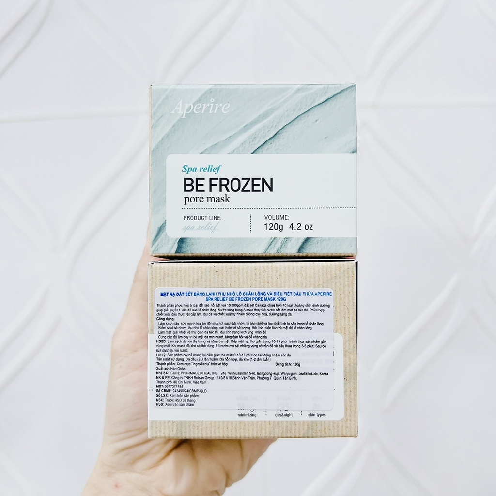 Mặt Nạ Đất Sét Aperire Băng Lạnh Sáng Da Giảm Dầu Se Khít Lỗ Chân Lông Be Frozen Pore Mask Hàn Quốc 120g