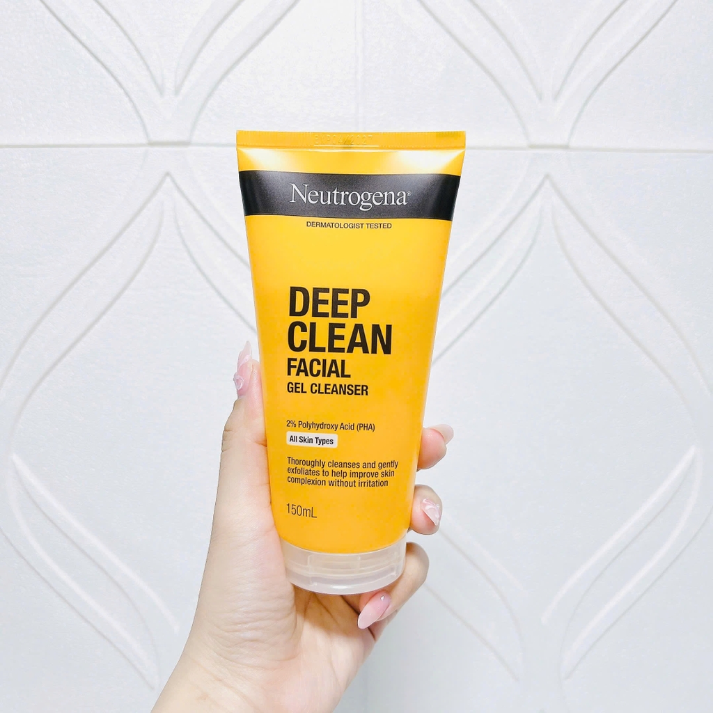 Sữa Rửa Mặt Neutrogena Deep Clean Facial Cleanser Làm Sạch Sâu Sáng Da Giảm Mụn Dạng Gel Mỹ - Chai 150ml