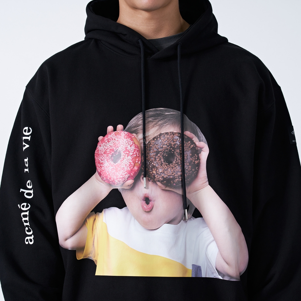 Áo Hoodie ADLV Baby Face Donut Màu Đen