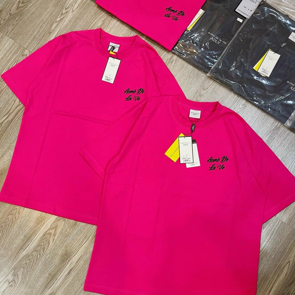 Áo Phông ADLV Tshirt Logo Chữ Nghiêng Màu Hồng