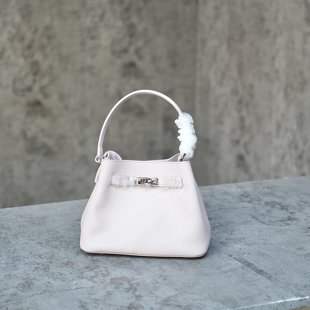 Túi Mini Kelly Bucket Bản Hàn Da Bò