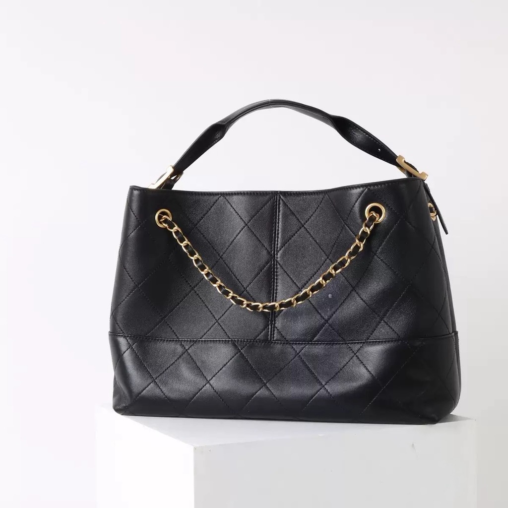 Túi Chanel Shopping Bag Remake Hàn Khoá Tròn Da Bê 35cm Màu Đen