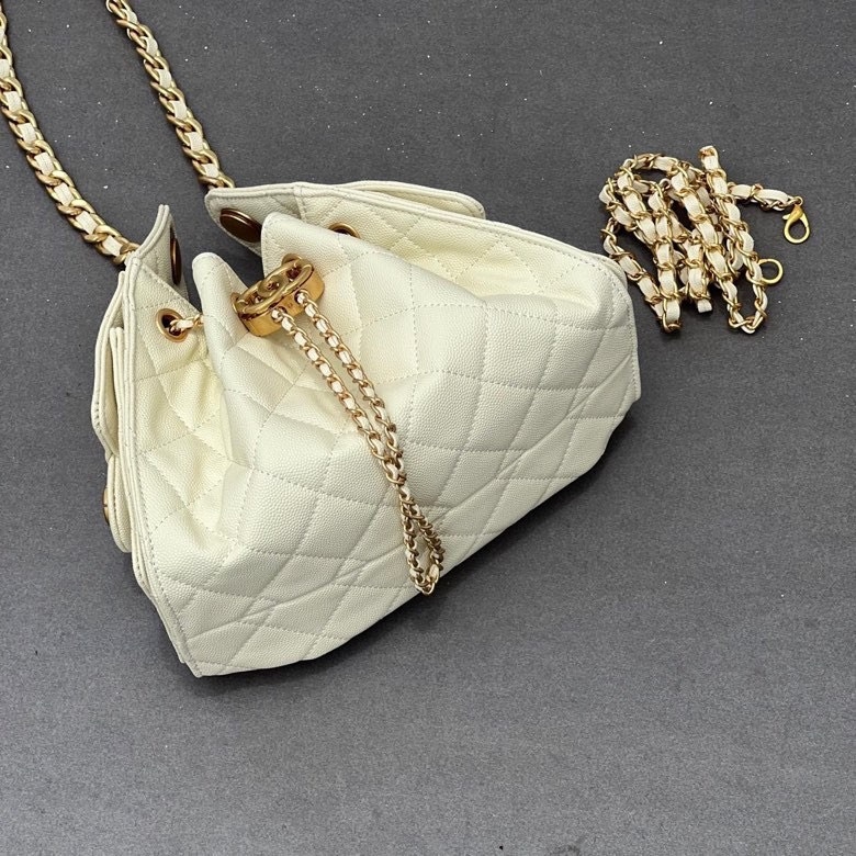 Túi Chanel Da Caviar Màu Vàng Kem