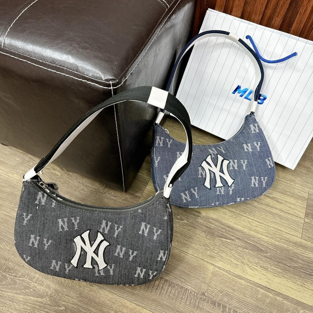 Túi kẹp nách Hobo Denim MLB Monogram New York Yankees Da Bò
