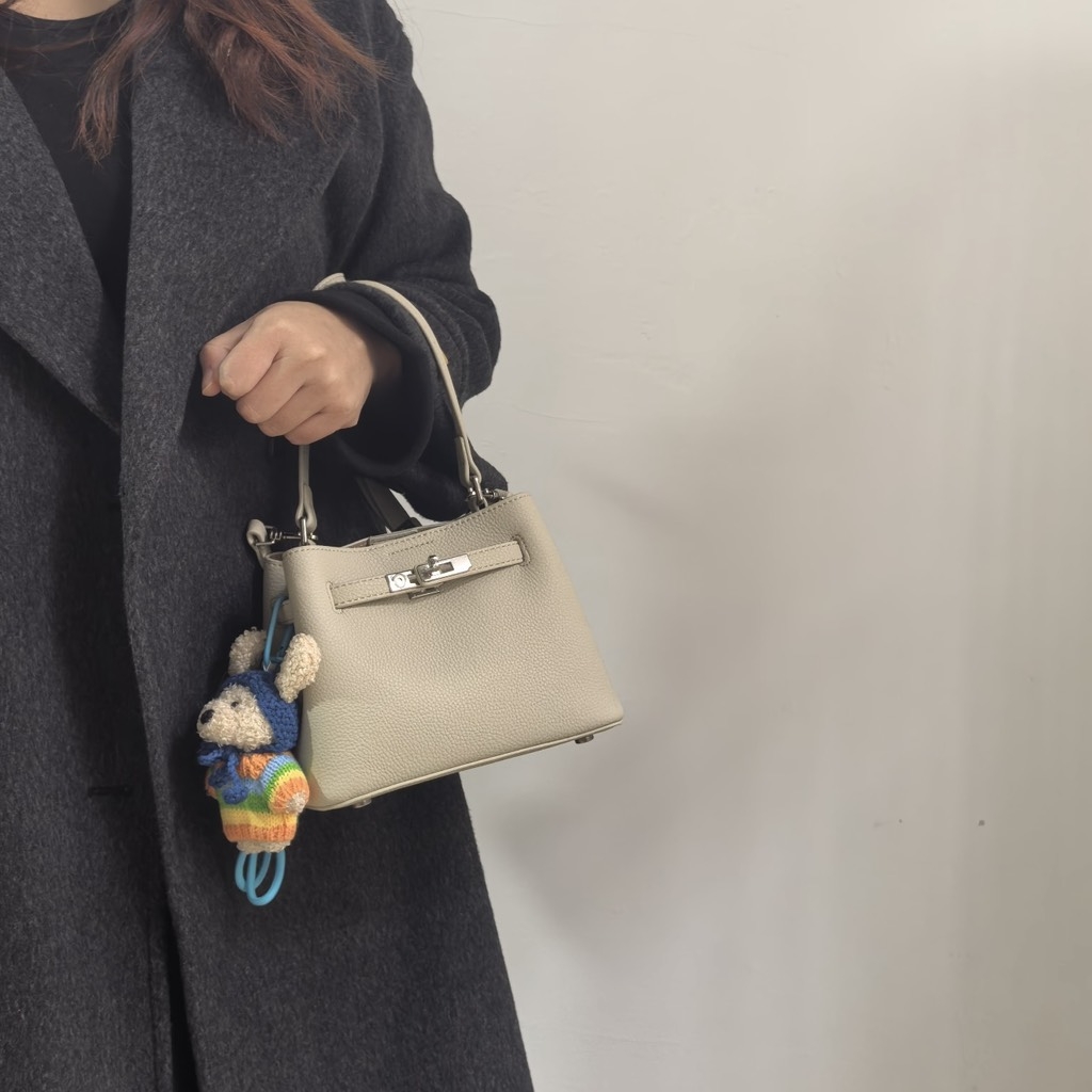 Túi Mini Kelly Bucket Bản Hàn Da Bò