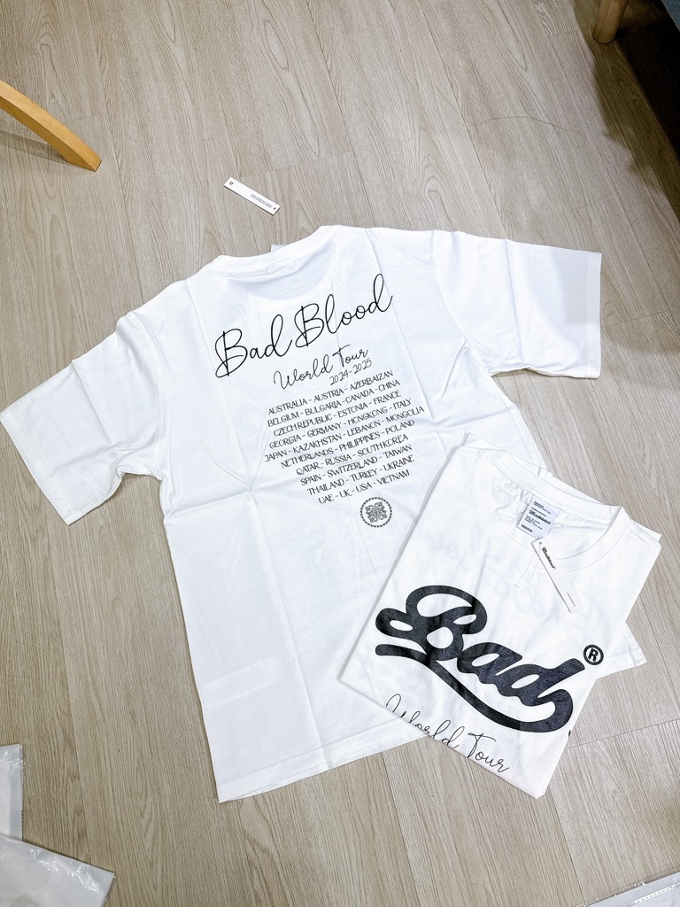 Áo phông Badblood World Tour W-Tee24-031 Tshirt Màu Trắng