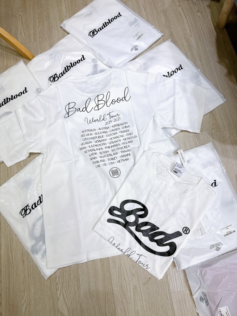 Áo phông Badblood World Tour W-Tee24-031 Tshirt Màu Trắng