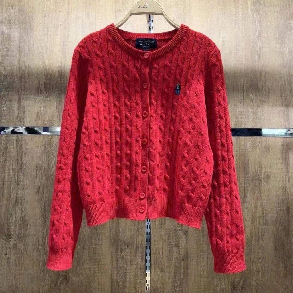 Áo Len Cardigan Nữ WHOAU Steve Cable
