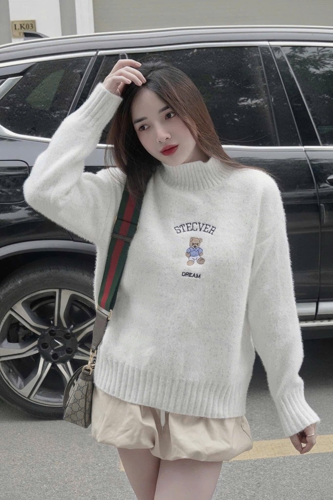 Áo len gấu Stecver muối tiêu Korea ss2024
