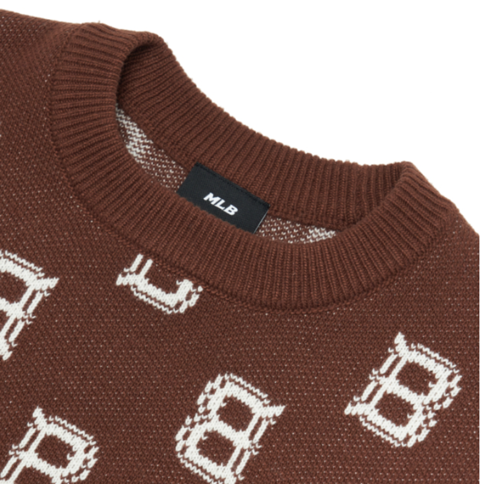Áo Len MLB Sweater Logo Chữ B 3AKPM0126-43BRD Màu Nâu