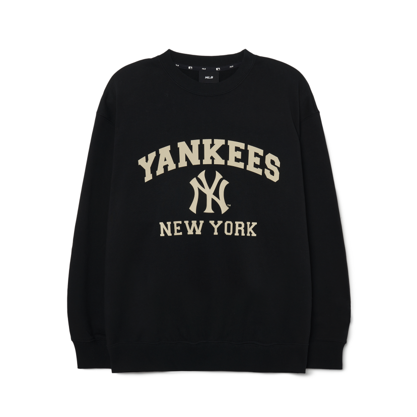 Áo Nỉ Da Cá MLB Logo Trước NY Màu Đen