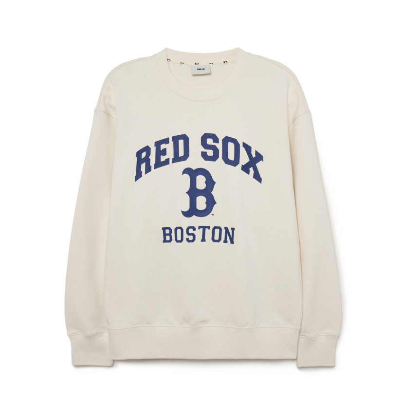 Áo Nỉ Da Cá MLB Logo Trước NY Màu Trắng