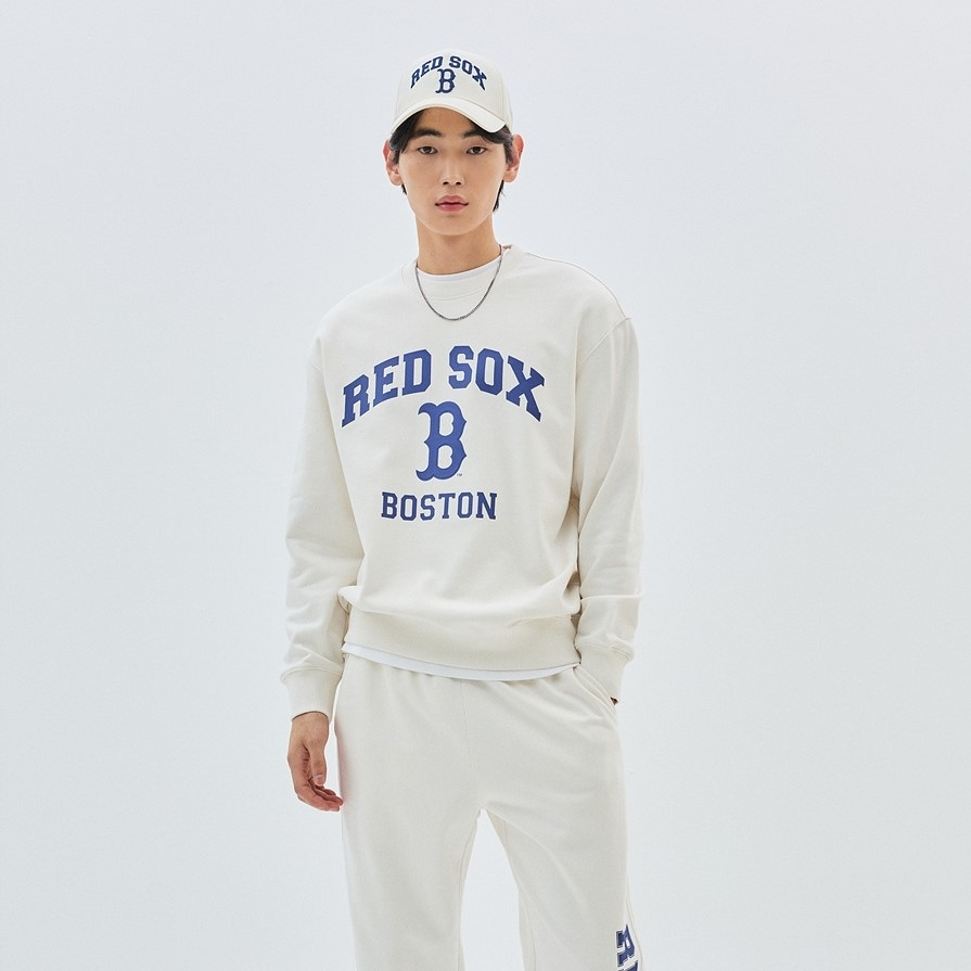 Áo Nỉ Da Cá MLB Logo Trước NY Màu Trắng