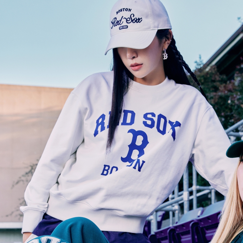 Áo Nỉ Da Cá MLB Logo Trước NY Màu Trắng